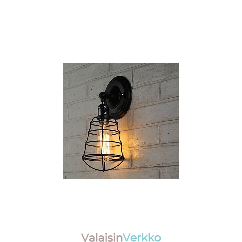 Kytkimellä Vintage 1 Kevytteollisuus musta metallihäkki Loft Seinälamppu Olohuone Ruokailu Eteinen Kahvila Baarit Baari Seinälamppu