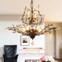 Vintage Crystal Flush Mount 8 Lights metallimaalaus musta tai kulta