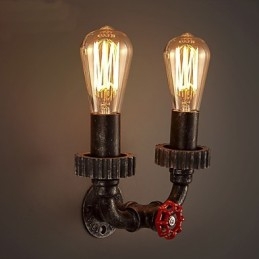 2 Heads Vintage Industrial Metal Seinävalot Ravintola Kahvila Baari Sisustusvalaistus