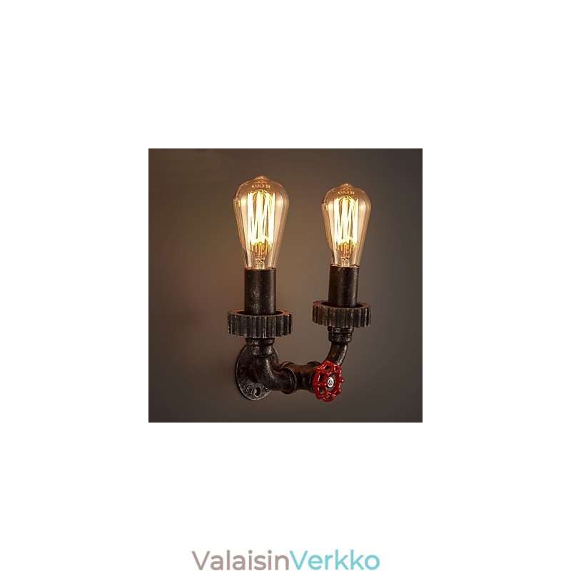 2 Heads Vintage Industrial Metal Seinävalot Ravintola Kahvila Baari Sisustusvalaistus
