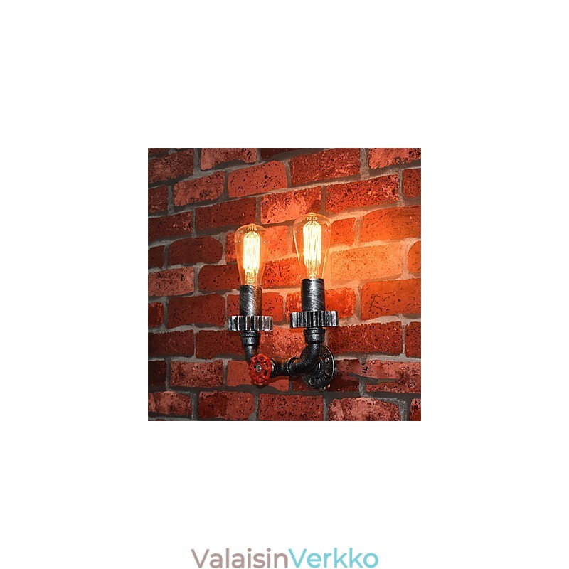 2 Heads Vintage Industrial Metal Seinävalot Ravintola Kahvila Baari Sisustusvalaistus