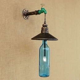 Iron Pipe Retro Bar Hotel Decoration Pipe Bottle Seinälamppu
