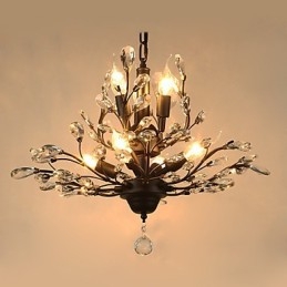 Vintage Crystal Flush Mount 8 Lights metallimaalaus musta tai kulta