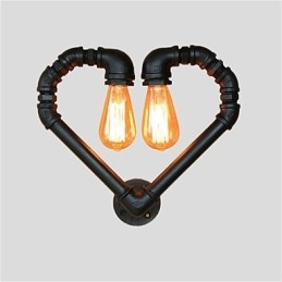 Vintage Water Pipe Loving Heart Creative Seinävalot Teollinen olohuone Ravintola Baari Kahvilan sisustus Seinälamput