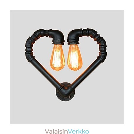 Vintage Water Pipe Loving Heart Creative Seinävalot Teollinen olohuone Ravintola Baari Kahvilan sisustus Seinälamput