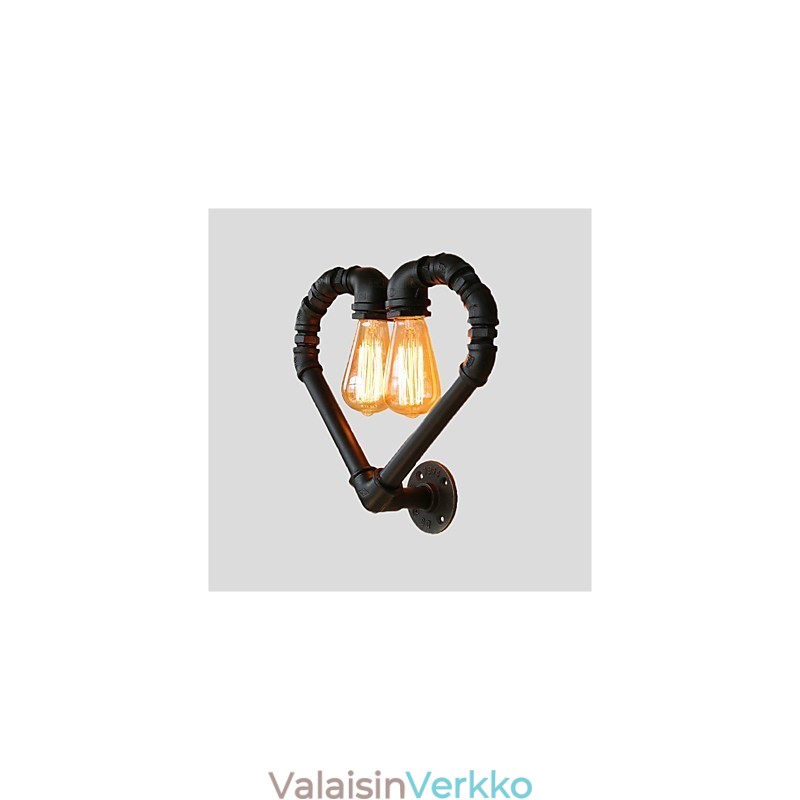 Vintage Water Pipe Loving Heart Creative Seinävalot Teollinen olohuone Ravintola Baari Kahvilan sisustus Seinälamput
