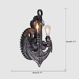 Vintage Industrial Wall Lights Wood Gear Shape Luovat kääntyvät valot Ravintola Kahvila Baari Sisustusvalaistus