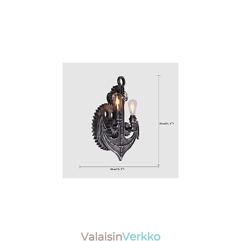 Vintage Industrial Wall Lights Wood Gear Shape Luovat kääntyvät valot Ravintola Kahvila Baari Sisustusvalaistus
