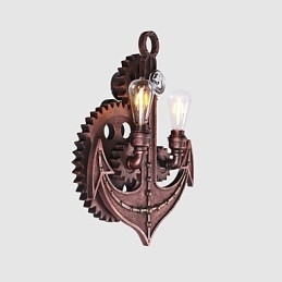 Vintage Industrial Wall Lights Wood Gear Shape Luovat kääntyvät valot Ravintola Kahvila Baari Sisustusvalaistus