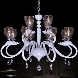 Eurooppalaista tyyliä Crystal Droplight Individuality Creative Swan 12 Light kattokruunu