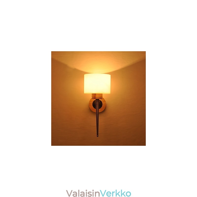 Yksinkertainen seinävalaisin yöpöydän pöytävalaisin lasivarjostimella ja massiivipuulla makuuhuoneen pukeutujalle olohuoneeseen vauvan huone