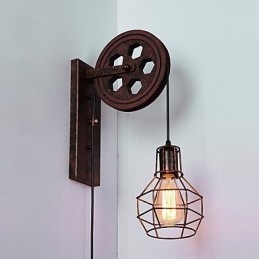 Teollinen retrorautainen seinävalaisin Creative Personality Lift Pulley -seinävalaisin