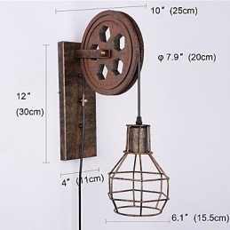 Teollinen retrorautainen seinävalaisin Creative Personality Lift Pulley -seinävalaisin