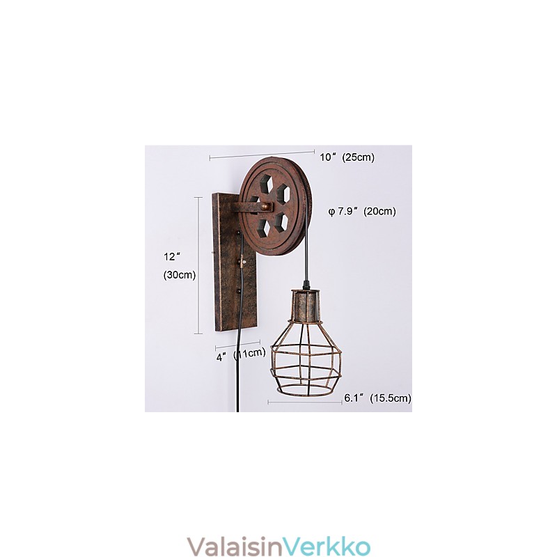 Teollinen retrorautainen seinävalaisin Creative Personality Lift Pulley -seinävalaisin