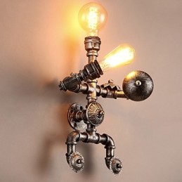 Loft vesiputki seinävalot Retro teollinen tyyli Luova robottisuunnittelu metalli Ravintola Kahvila Baari Baari Pöytäseinälamput
