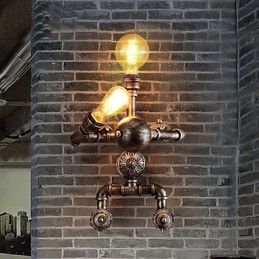 Loft vesiputki seinävalot Retro teollinen tyyli Luova robottisuunnittelu metalli Ravintola Kahvila Baari Baari Pöytäseinälamput