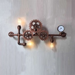 Vintage Industrial Pipe Seinävalot Puu Vaihteen muoto Luovat kääntyvät valot Ravintola Kahvila Baari Sisustusvalaistus