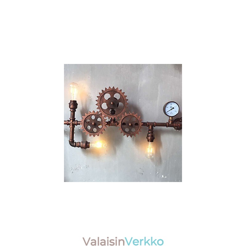 Vintage Industrial Pipe Seinävalot Puu Vaihteen muoto Luovat kääntyvät valot Ravintola Kahvila Baari Sisustusvalaistus