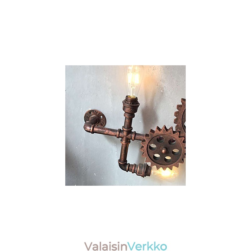 Vintage Industrial Pipe Seinävalot Puu Vaihteen muoto Luovat kääntyvät valot Ravintola Kahvila Baari Sisustusvalaistus