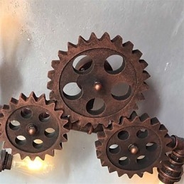 Vintage Industrial Pipe Seinävalot Puu Vaihteen muoto Luovat kääntyvät valot Ravintola Kahvila Baari Sisustusvalaistus