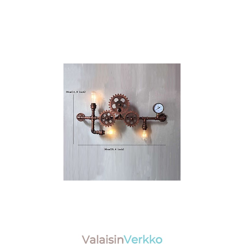 Vintage Industrial Pipe Seinävalot Puu Vaihteen muoto Luovat kääntyvät valot Ravintola Kahvila Baari Sisustusvalaistus