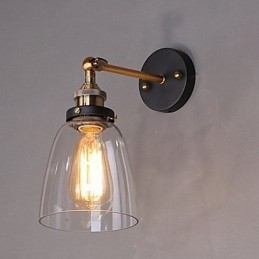 Teollinen Edison Simplicity Lasinen seinävalaisin metallijalustalla korkki Ruokasalin työhuone Toimisto Eteinen Seinävalaisin
