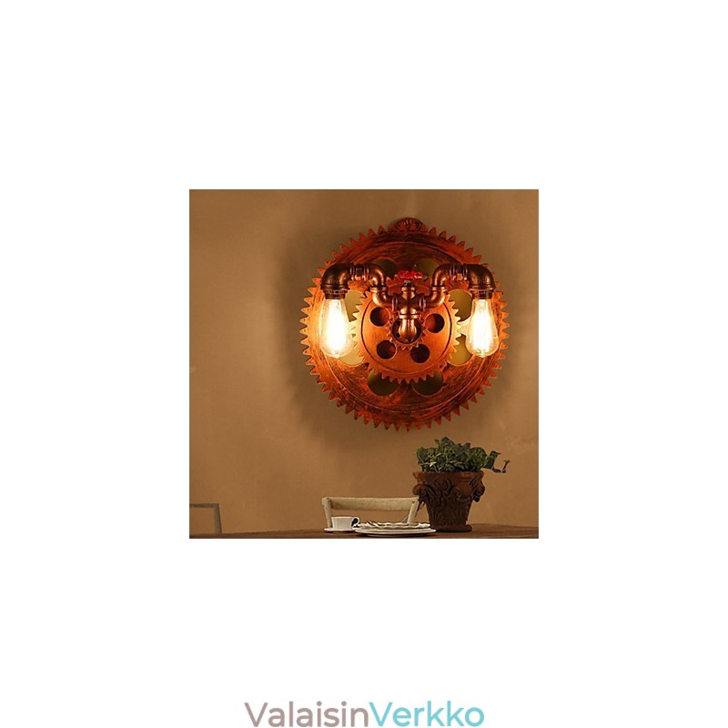 2 päätä vintage teollisuusseinävalaisimet puuvarusteet muotovalot ravintola kahvila baari sisustus seinävalaisimet