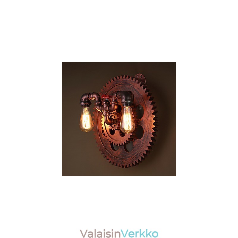 2 päätä vintage teollisuusseinävalaisimet puuvarusteet muotovalot ravintola kahvila baari sisustus seinävalaisimet