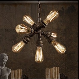 American Industrial Water Pipe Retrotyylinen Wind 7 Light riippuva kattokruunu