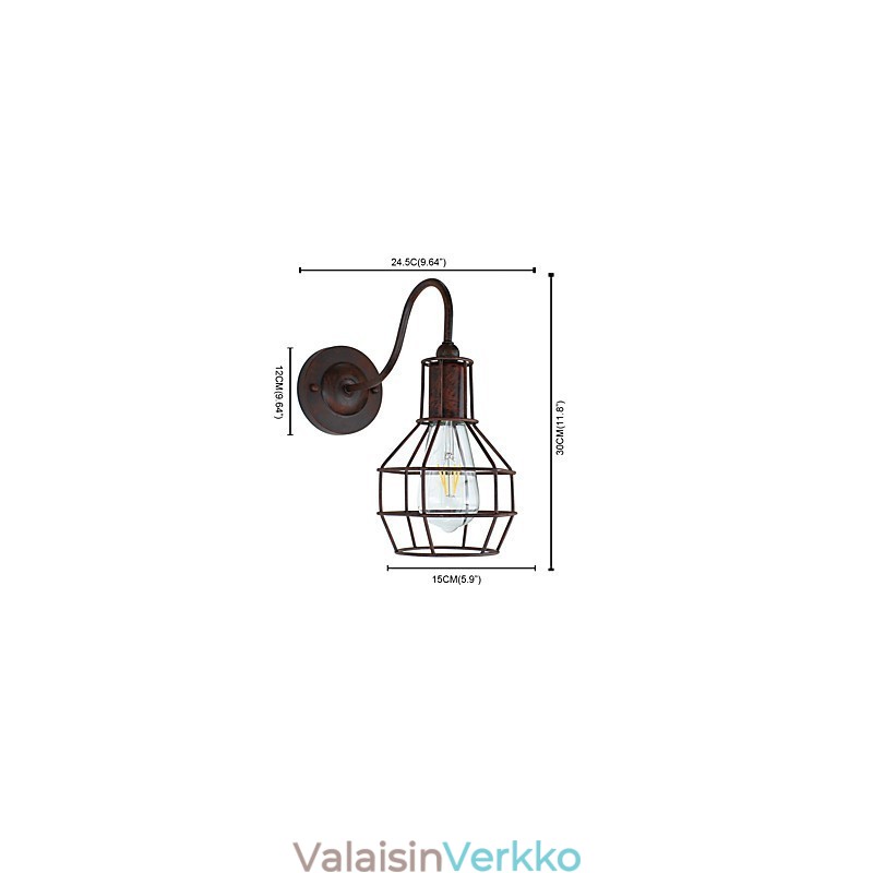 Seinävalaisin Seinävalaisimet Seinäruosteenvärinen Retro-seinävalaisin