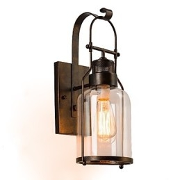 Retro Industrial Loft Lantern 1 kevyt seinävalaisin kirkkaalla lasilla