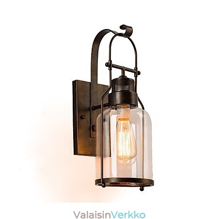 Retro Industrial Loft Lantern 1 kevyt seinävalaisin kirkkaalla lasilla Retro Industrial Loft Lantern 1 kevyt seinävalaisin kirkkaalla lasilla