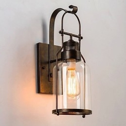 Retro Industrial Loft Lantern 1 kevyt seinävalaisin kirkkaalla lasilla