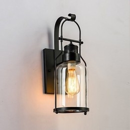 Retro Industrial Loft Lantern 1 kevyt seinävalaisin kirkkaalla lasilla