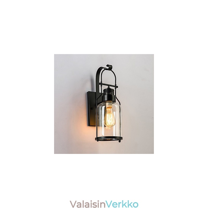 Retro Industrial Loft Lantern 1 kevyt seinävalaisin kirkkaalla lasilla