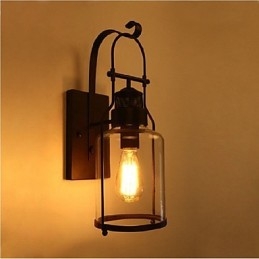 Retro Industrial Loft Lantern 1 kevyt seinävalaisin kirkkaalla lasilla