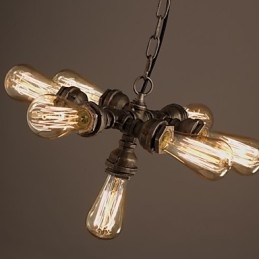 American Industrial Water Pipe Retrotyylinen Wind 7 Light riippuva kattokruunu
