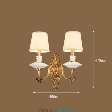 100 % puhdasta messinkiä Ylellinen rustiikki Retro Vintage messinkikeramiikka 2 valoa kynttilän seinävalaisin kangasvarjoilla Erikois hotellitoimiston esittelytilaan Olohuoneen ruokasaliin 100 % puhdasta messinkiä Ylellinen rustiikki Retro Vintage messinkikeramiikka 2 valoa kynttilän seinävalaisin kangasvarjoilla Erikois hotellitoimiston esittelytilaan Olohuoneen ruokasaliin