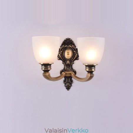 Puhdasta messinkiä Ylellinen maalaismainen retro vintage messinki 2 valoa kynttilän seinävalaisin lasivarjostimilla Erikoishotelli Office Showroom Olohuone Ruokailuhuone Puhdasta messinkiä Ylellinen maalaismainen retro vintage messinki 2 valoa kynttilän seinävalaisin lasivarjostimilla Erikoishotelli Office Showroom Olohuone Ruokailuhuone