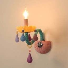 Macaron 1 Light Multi Crystal Candle Retro lasiseinävalaisin lastenhuoneeseen lasten makuuhuoneeseen