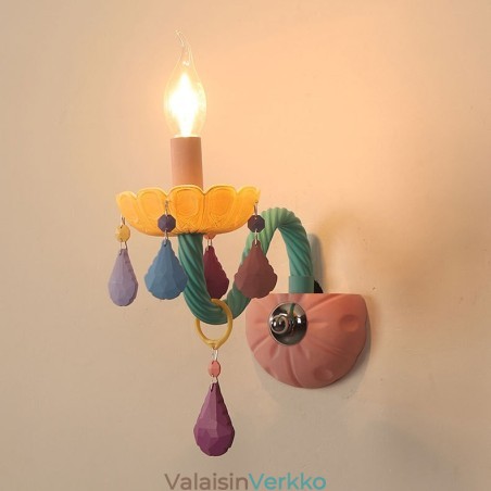 Macaron 1 Light Multi Crystal Candle Retro lasiseinävalaisin lastenhuoneeseen lasten makuuhuoneeseen Macaron 1 Light Multi Crystal Candle Retro lasiseinävalaisin lastenhuoneeseen lasten makuuhuoneeseen