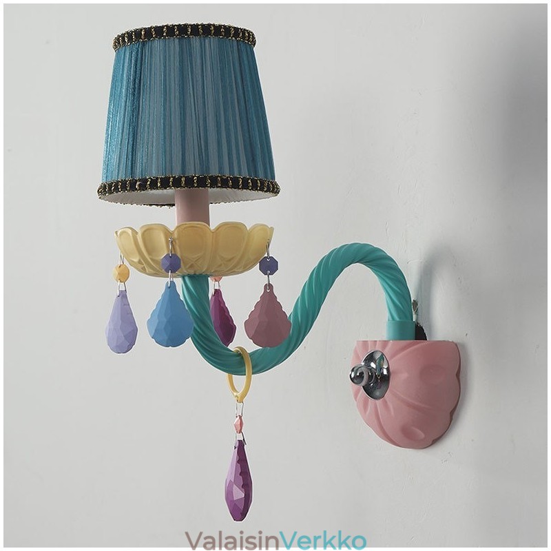 Macaron 1 Light Multi Crystal Candle Retro lasiseinävalaisin lastenhuoneeseen lasten makuuhuoneeseen