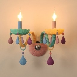 Macaron 2 Light Multi Crystal Candle Retro lasiseinävalaisin lastenhuoneeseen lasten makuuhuoneeseen