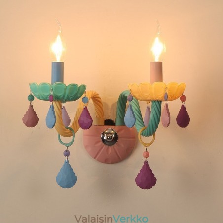 Macaron 2 Light Multi Crystal Candle Retro lasiseinävalaisin lastenhuoneeseen lasten makuuhuoneeseen Macaron 2 Light Multi Crystal Candle Retro lasiseinävalaisin lastenhuoneeseen lasten makuuhuoneeseen