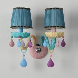 Macaron 2 Light Multi Crystal Candle Retro lasiseinävalaisin lastenhuoneeseen lasten makuuhuoneeseen