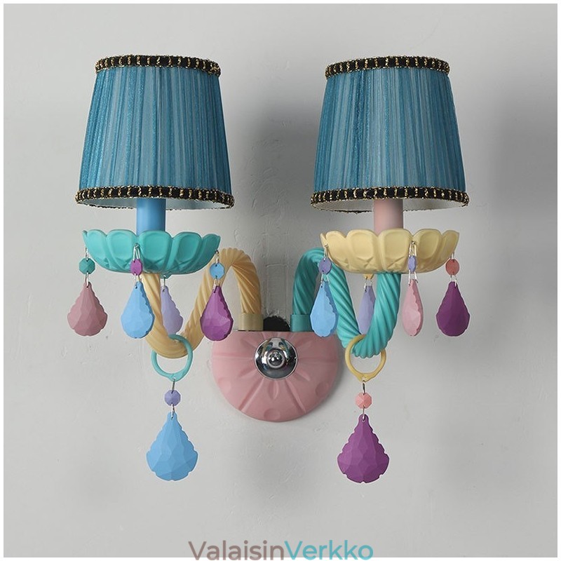 Macaron 2 Light Multi Crystal Candle Retro lasiseinävalaisin lastenhuoneeseen lasten makuuhuoneeseen