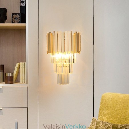Kullanvärinen Postmoderni Luxury K9 -kristalli-seinävalaisin kristallivarjostimella Kullanvärinen Postmoderni Luxury K9 -kristalli-seinävalaisin kristallivarjostimella