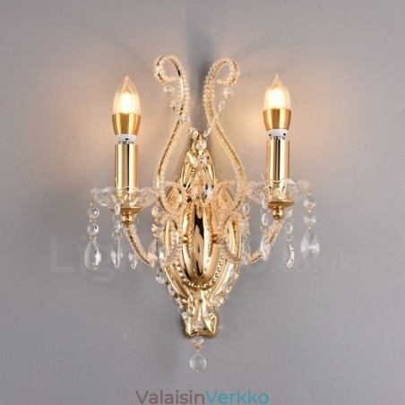 2 Vaalea kultamusta amerikkalaistyylinen kristalliseinävalaisin olohuoneeseen ruokasalin vaatekauppa kahvila hotelli 2 Vaalea kultamusta amerikkalaistyylinen kristalliseinävalaisin olohuoneeseen ruokasalin vaatekauppa kahvila hotelli