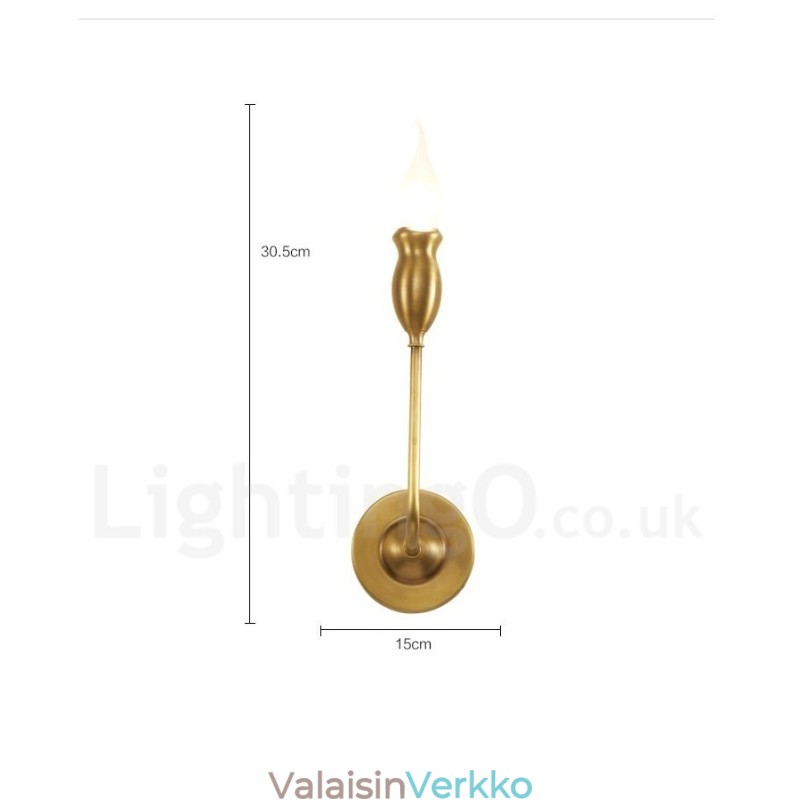 Puhdasta messinkiä Ylellinen rustiikki Retro Vintage 1 valokynttilän seinävalo Erikoishotelli Makuuhuone Showroom Olohuone Ruokailuhuone