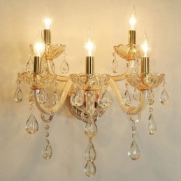 5 Light Gold K9 Crystal Candle Retro lasiseinävalaisin